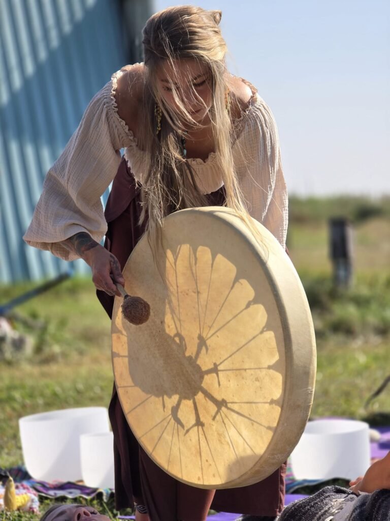 Amber Arkana drums Retreat and rest Saskatchewan